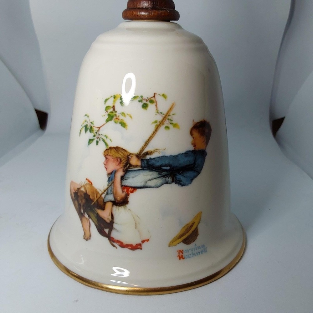 Vintage Norman Rockwell 1980 ~  "Flying High" Porcelain Bell